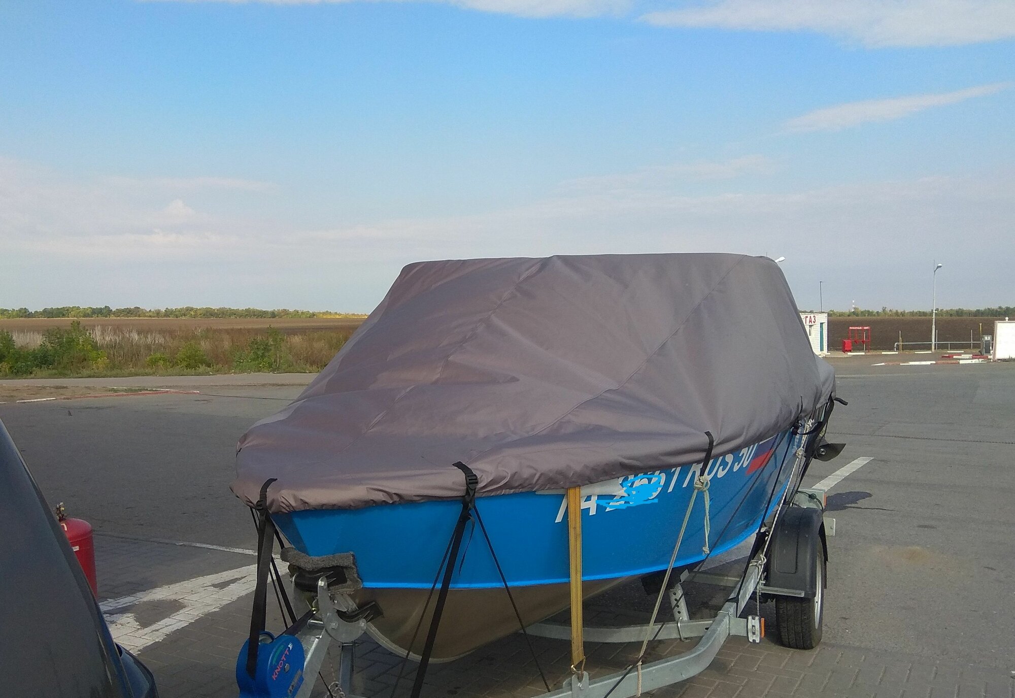 Тент на лодку прогресс 2/4 Glash серый 600 PU RipStop(Транспортировочный стояночный)