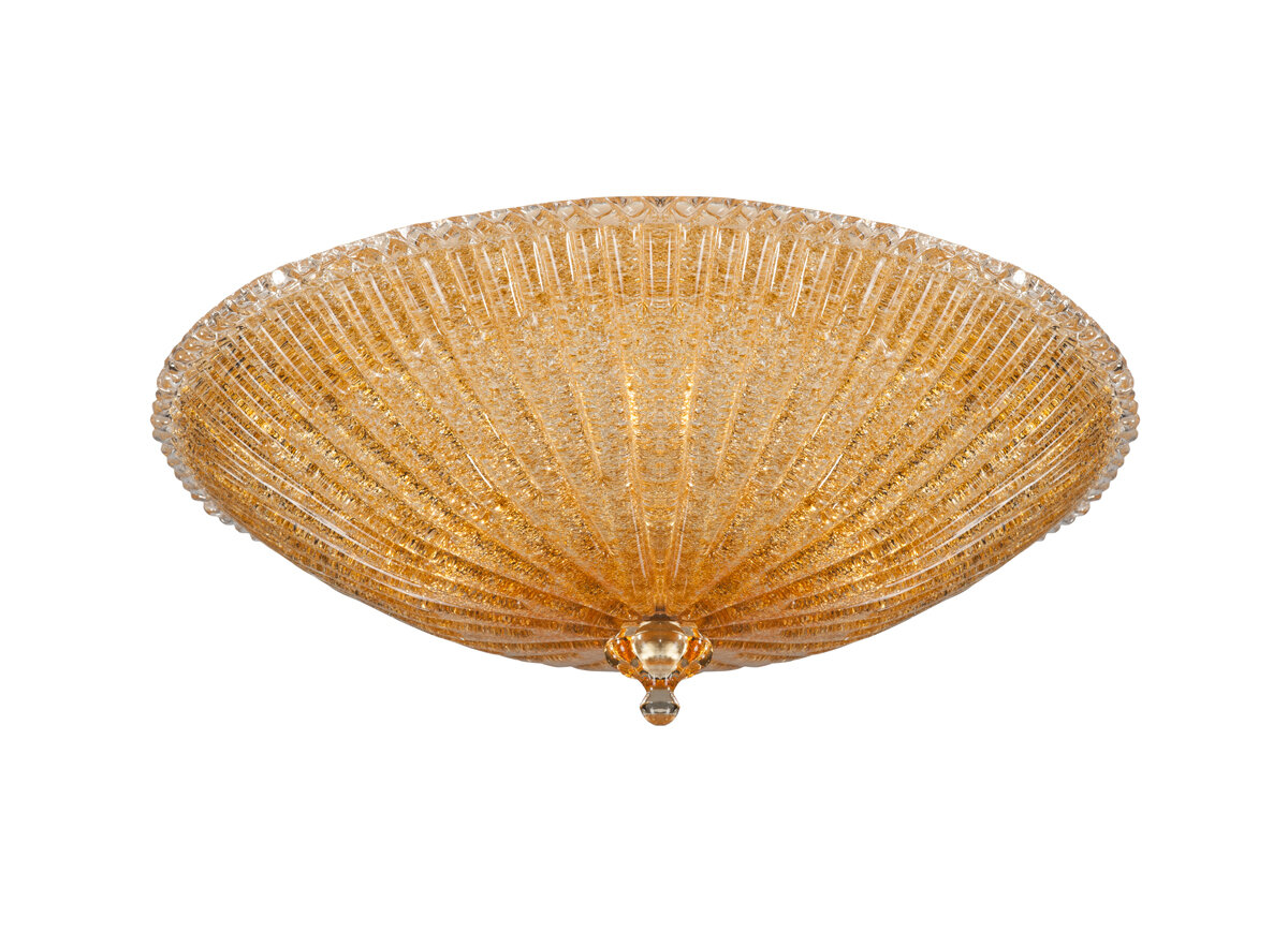 Donolux Classic потолочный светильник стекло прозрачное золотого цвета со стеклянной крошкой диам 47 см выс 16 см 3хE14 40W