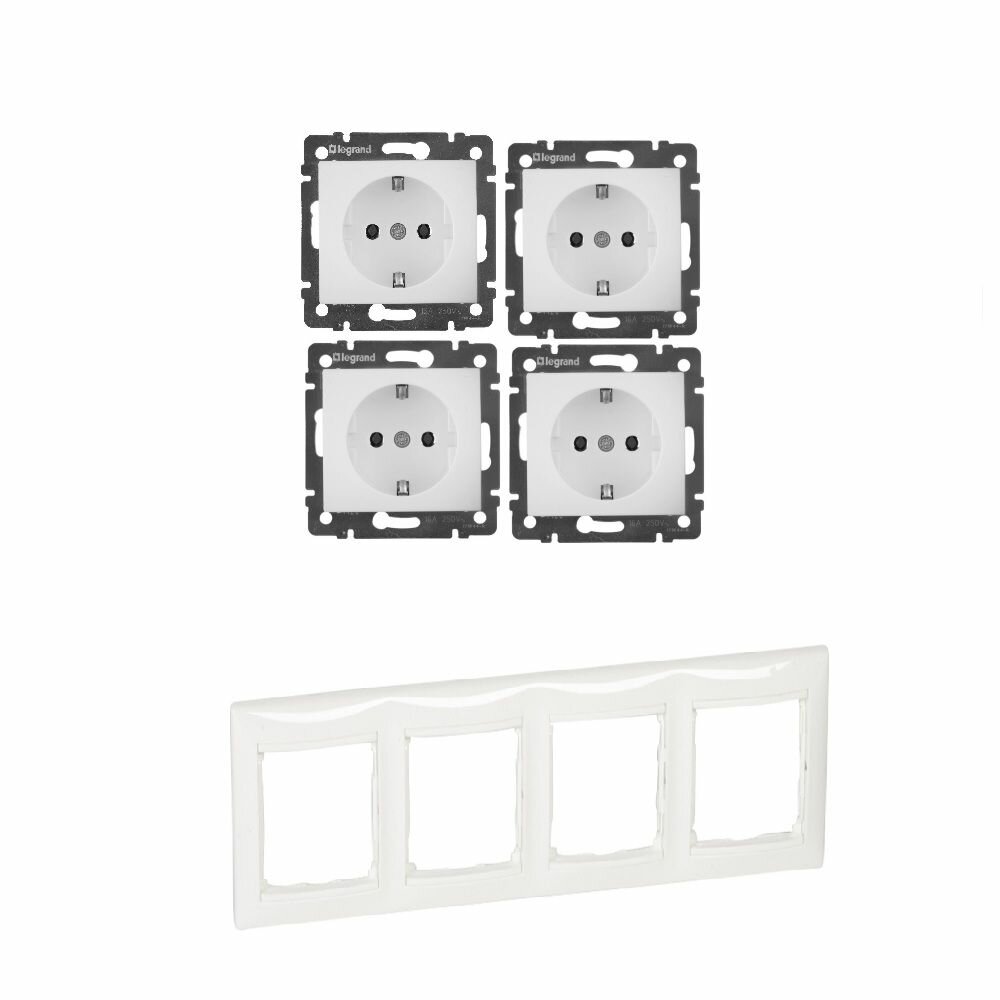 Legrand розетка 4420 с рамкой 4 белая