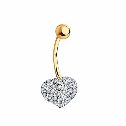 Пирсинг в пупок Diamant online красное золото 585 проба фианит средний вес 097 гр длина 23 см прозрачный 11505₽