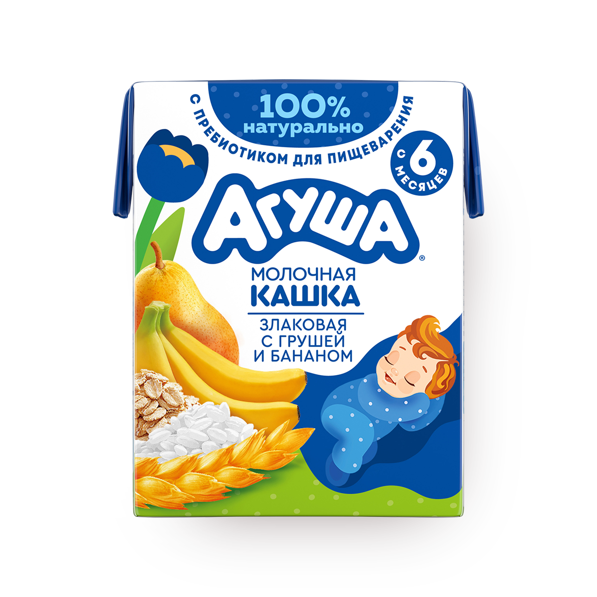 Кашка Агуша "Груша-Банан", молочно-злаковая, для детей с 6 мес, 200 г