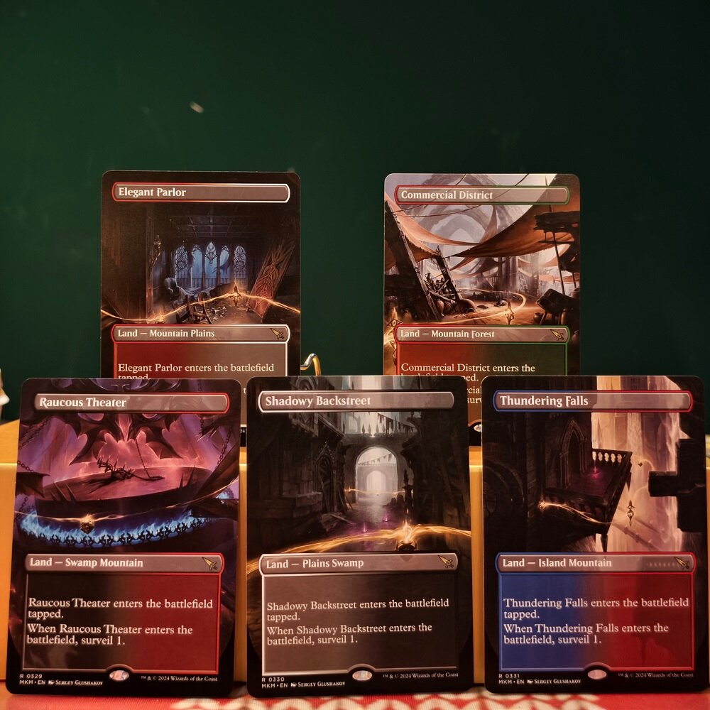 Коллекционные карты Magic: The Gathering MKM (Сергей Глушаков) — Elegant Parlor, Commercial District, Raucous Theater, Shadowy Backstreet, Thundering Falls | Редкие издания для игроков и коллекционеров