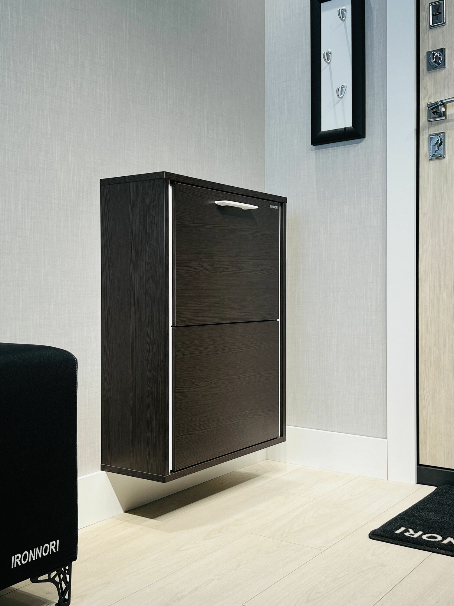 Обувница в прихожую IRONNORI Лайт 2 секции  Венге  профиль белый  71х54 5х20 см