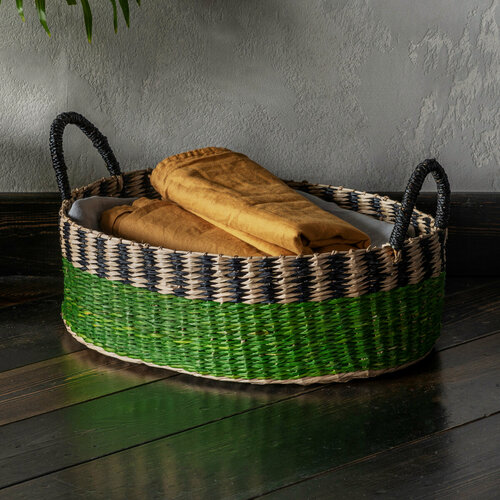 Изображение товара Корзина для хранения плетеная 47x32x19 см TamTam Moroshka цвет Зеленый