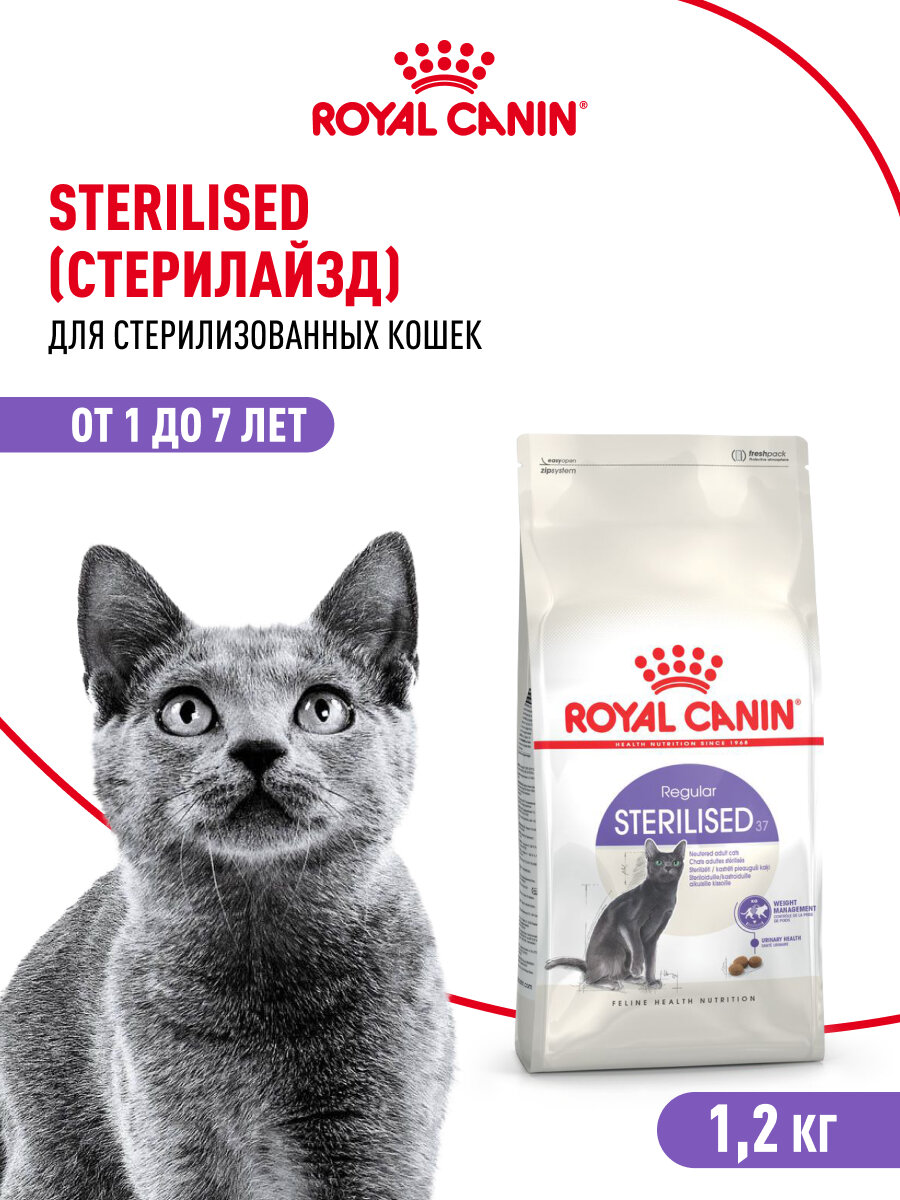 Сухой корм для стерилизованных кошек Royal Canin Sterilised 37, 1,2 кг — фото 1