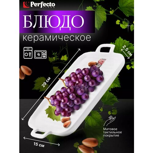фото Блюдо керамическое прямоугольное perfecto linea asian 29х15х2,5 см белый (17-112915)