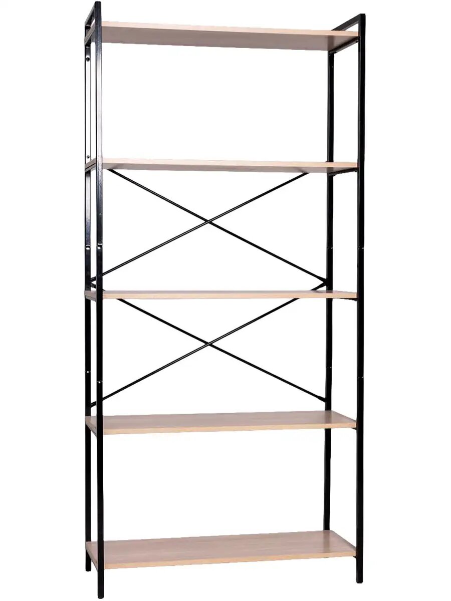Стеллаж металлический 904x360x1950 мм для дома офиса книг и рассады лофт 5 полок ЛДСП Brabix Smart 641943