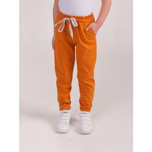 Беговые брюки Дети в цвете детские, пояс на резинке, карманы, размер 38-134, оранжевый