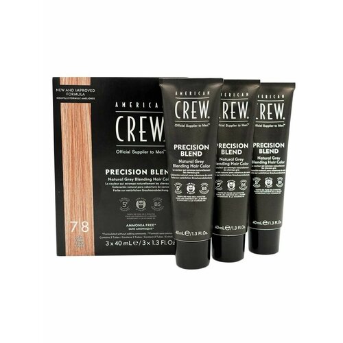 American Crew Precision Blend 7/8 - Краска для седых волос, блонд 3х40 мл american crew precision blend 2 3 камуфляж для седых волос темный натуральный 40 мл