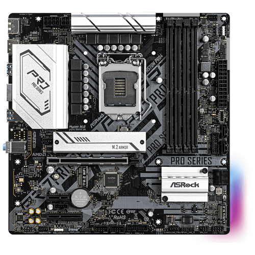 Материнская плата Asrock H570M PRO4 Soc-1200 Intel H570 4xDDR4 mATX AC`97 8ch(7.1) GbLAN RAID+HDMI+D