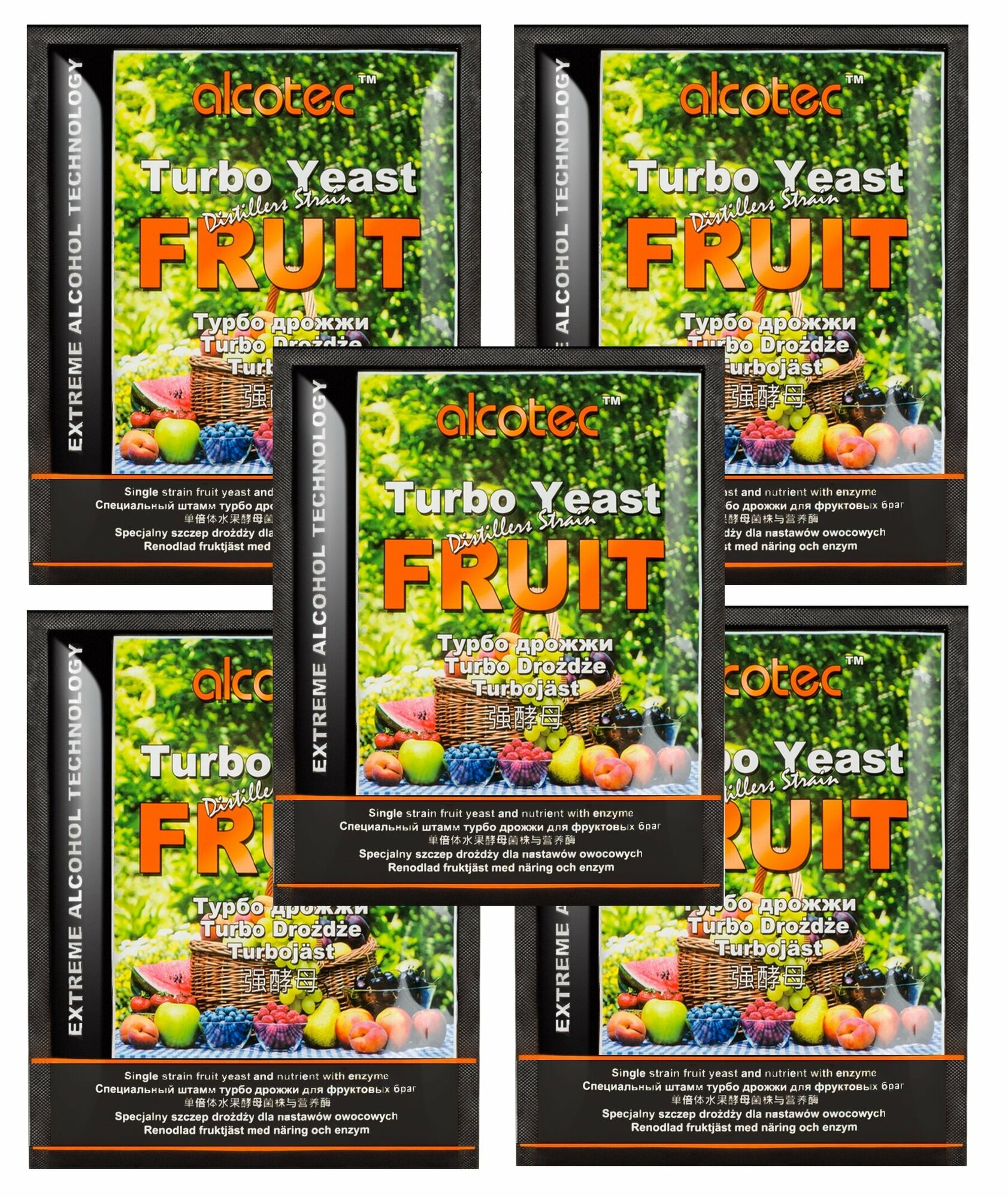 Дрожжи спиртовые Alcotec Fruit Turbo, 5 шт. 300 гр.