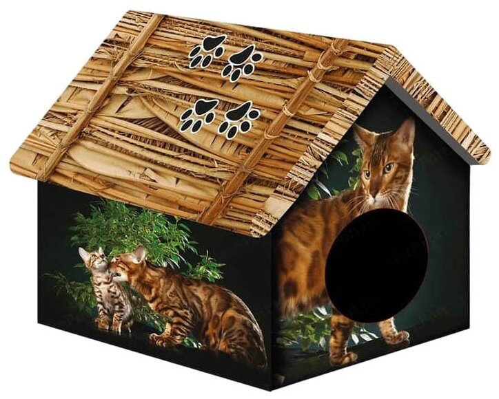 Домик для собак и кошек PerseiLine Бенгальский кот, размер 33х30х40см.