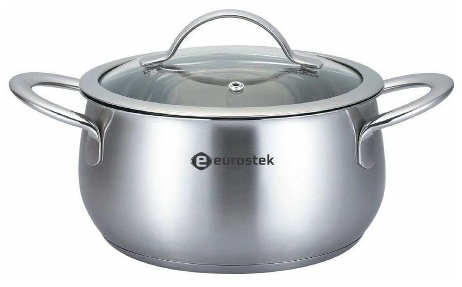 фото Кастрюля Eurostek ES-1045 нерж обьем 6,1л крышка-24см 5-слойное дно толщина стенок 0,6