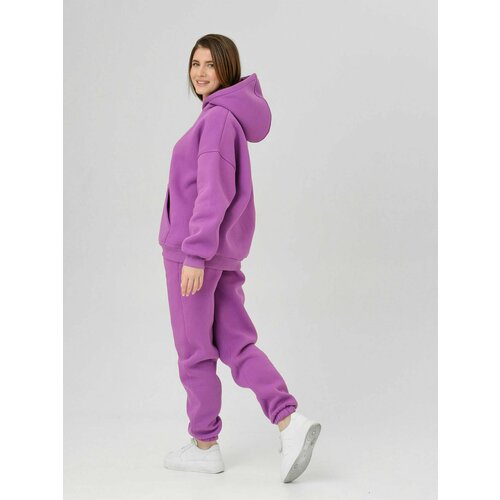 фото Костюм, худи и брюки, оверсайз, утепленный, размер s, фиолетовый artlabel