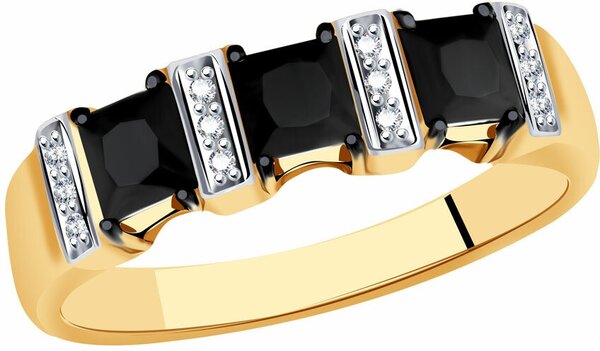 Кольцо Diamant online золото, 585 проба, циркон, бриллиант