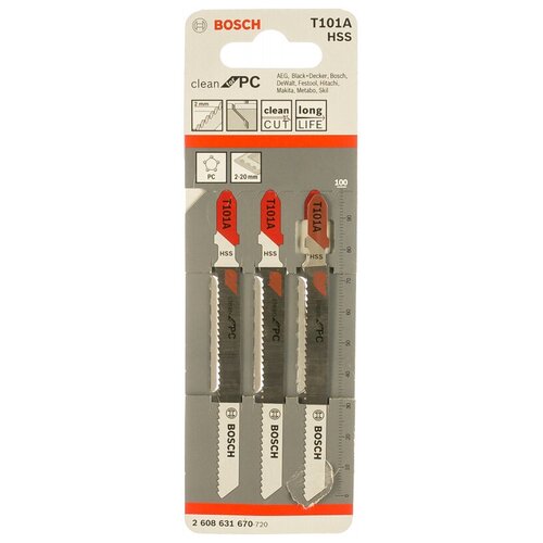 Bosch 3 Лобз.пилки T 101A 2608631670