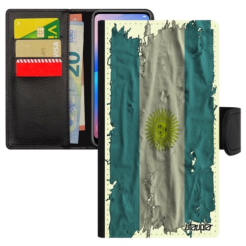 фото Чехол книжка на мобильный iphone 6 6s plus, "флаг аргентины на ткани" государственный utaupia