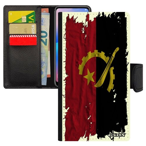 фото Чехол-книжка для мобильного iphone xs, "флаг анголы на ткани" патриот страна utaupia