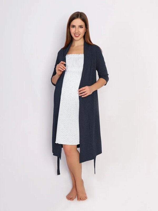 Комплект Style Margo, халат, сорочка, на завязках, укороченный рукав, пояс