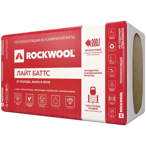 Каменная вата Rockwool Лайт Баттс 1000x600х100мм 5 шт каменная вата rockwool акустик баттс 1000x600х100мм 5 шт