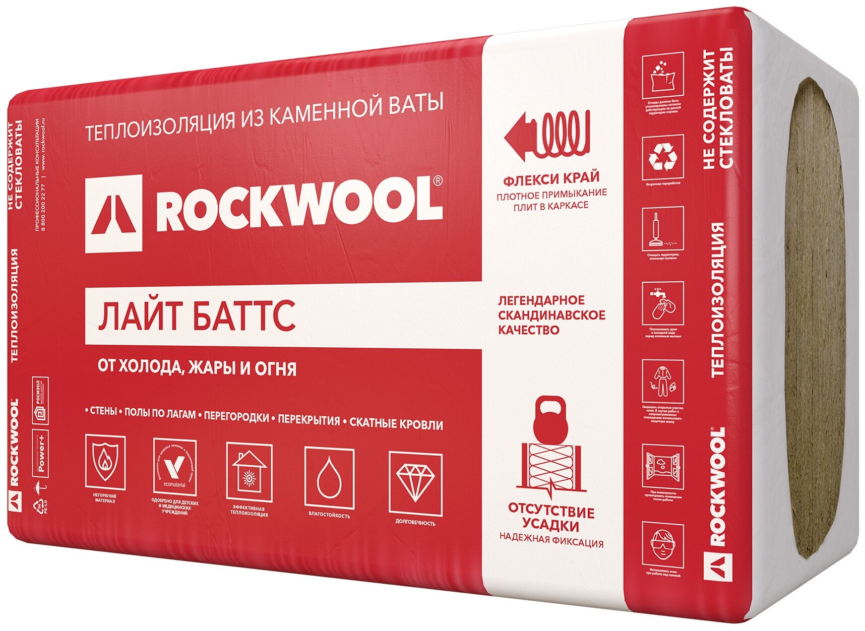 Утеплитель Rockwool Лайт Баттс 100х600х1000 мм 3 кв.м