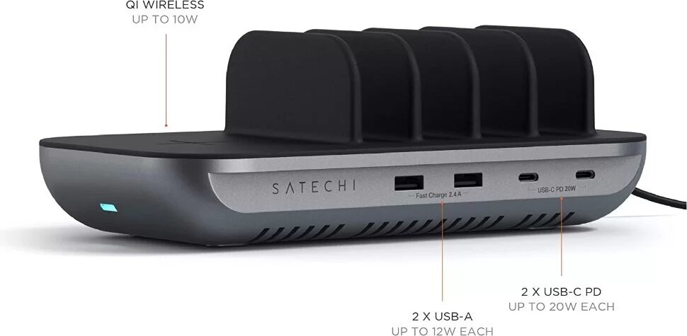 Зарядная станция для мобильных устройств Satechi Dock5 Multi-Device Charging Station with Wireless Charging, Серый ST-WCS5PM-EU - фото №15