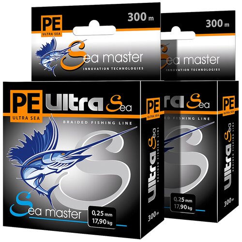 фото Плетеный шнур pe ultra sea master 0,25mm, набор 2шт. по 300m black aqua