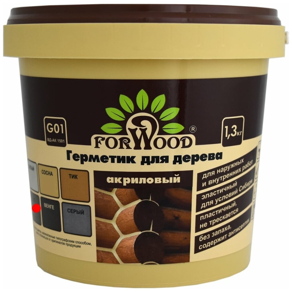 фото Герметик акриловый Forwood Форвуд вд-ак 1501 цвет дуб 1.3 кг для наружных и внутренних работ