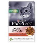 Влажный корм для стерилизованных кошек и кастрированных котов Pro Plan Nutri Savour с говядиной (кусочки в желе) - изображение