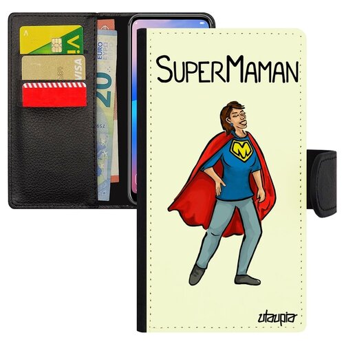 фото Чехол книжка на телефон xiaomi redmi note 6 pro, "супермама" супергерой смешной utaupia