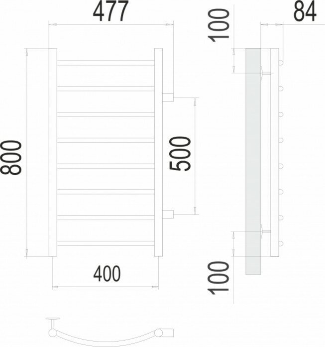 Полотенцесушитель водяной Terminus Econom Классик П8 400x800 с боковым подключением 500 - фото №10