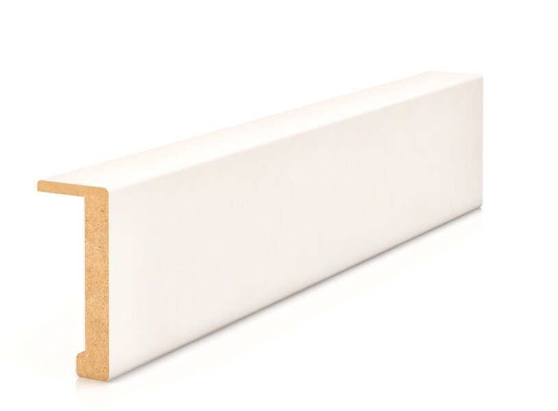 фото Наличник телескопический для двери, покрытие Эмаль, цвет эмаль белая, размеры 8*70*2150, набор из 3 наличников для 1 стороны двери.