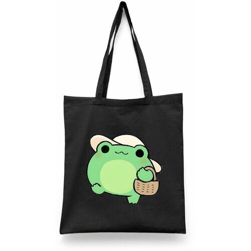 фото Сумка-шоппер унисекс каждому своё "лягушка/жаба/frog" черная