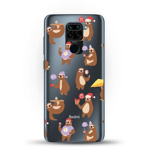 фото Силиконовый чехол узор из ленивцев на xiaomi redmi note 9 andy & paul