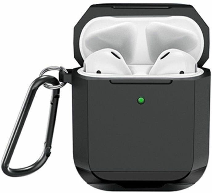 Чехол для наушников AirPods 1/2 WiWU JD-102 Defender Strong Metal, противоударный, черный