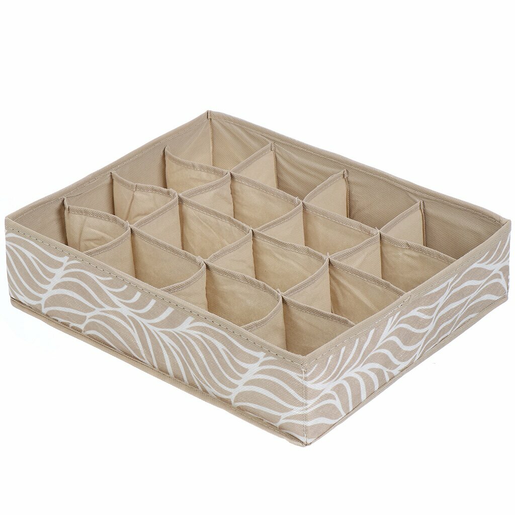 Органайзер для хранения 16 секц 35х27х9 см бежевый Листья UC-213