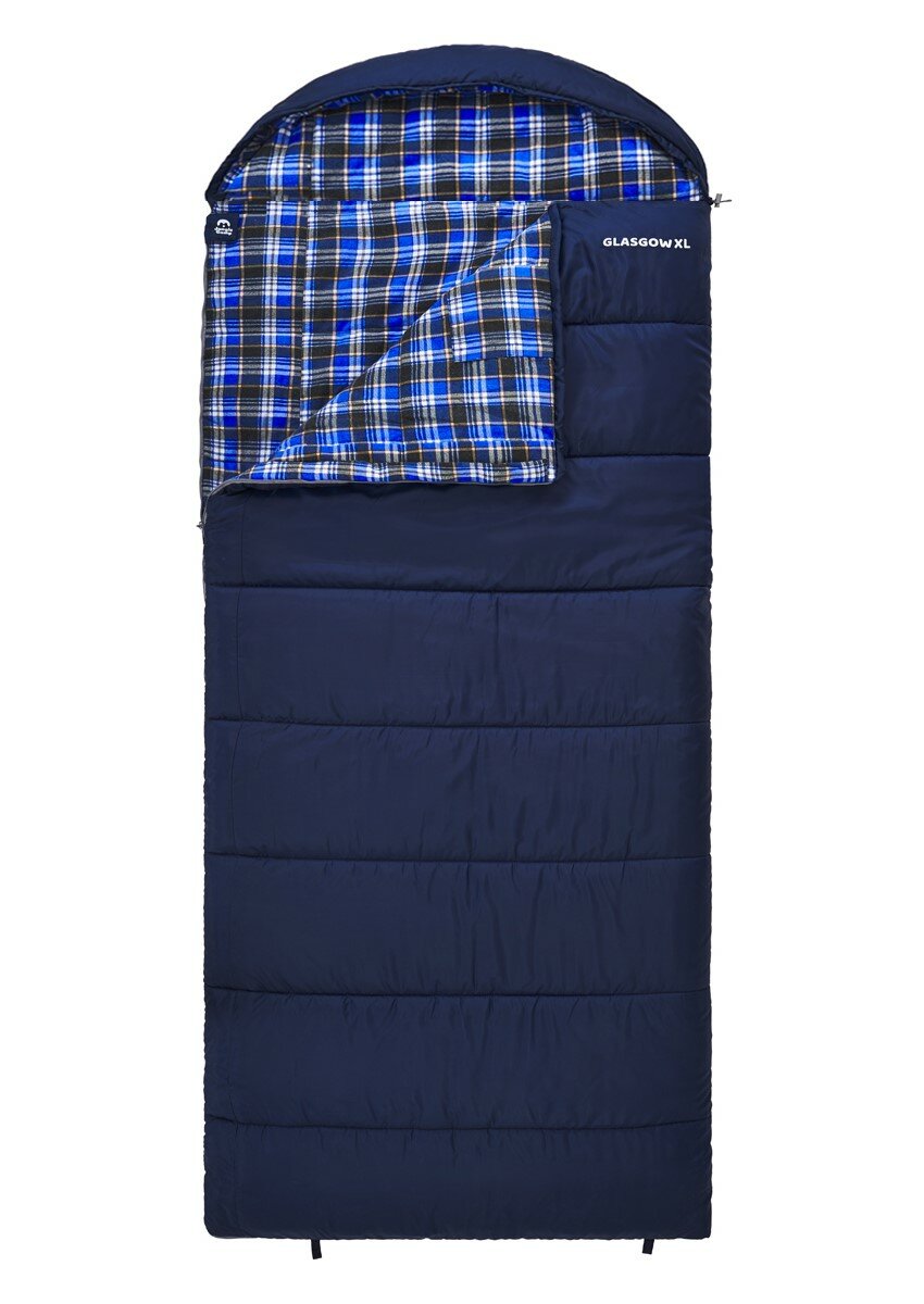 Jungle Camp Спальный мешок Glasgow XL, широкий, с фланелью, левая молния, цвет: синий 70955