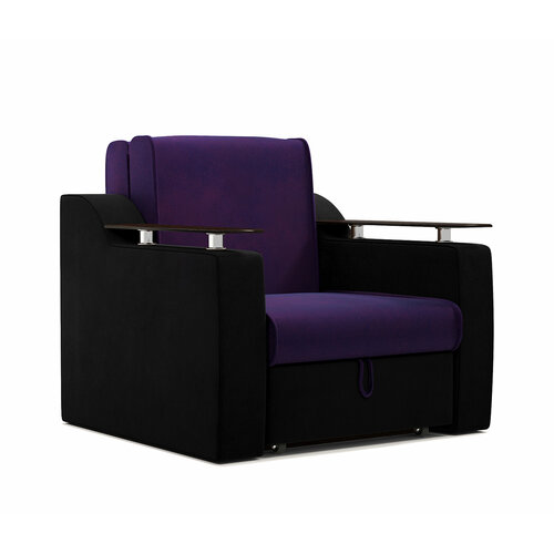 Кресло кровать Сенатор 80 велюр фиолетовый и черый