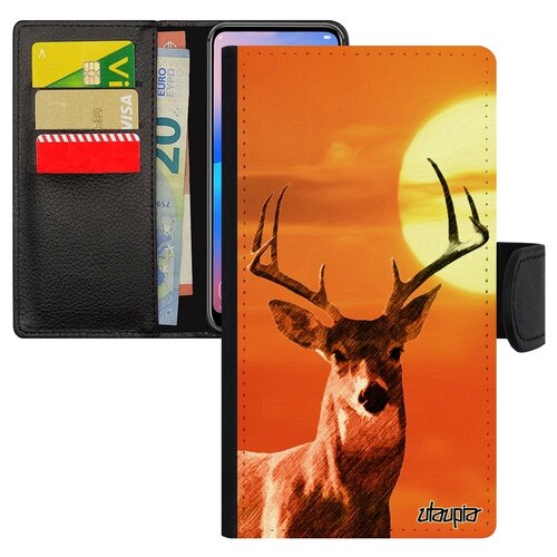 фото Чехол книжка на мобильный xiaomi redmi note 6 pro, "олень" самец лес utaupia