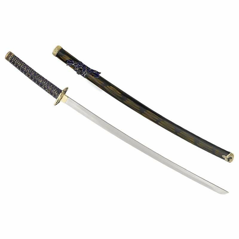 Меч самурайский. Ножны синие с желтым (сувенирный) KSVA-D-50016-KA