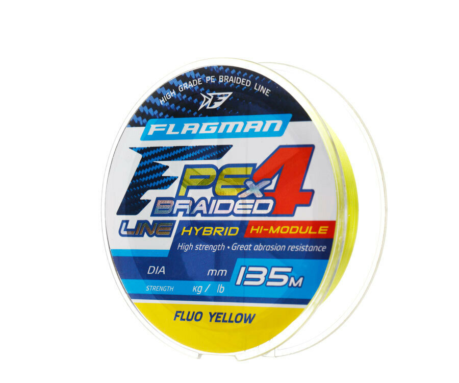 Шнур плетеный FLAGMAN PE Hybrid F4 135м Цвет: FluoYellow (0,19мм 10кг 22lb)