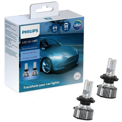 фото Светодиодные лампы philips "ultinon essential led", h7, 12/24v, 20w, px26d, 6500k, комплект 2 шт.