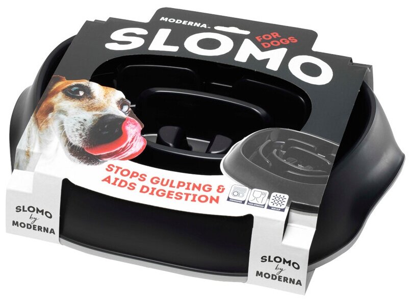 Moderna миска Slomo для медленного поедания 950 мл, черный - фотография № 2