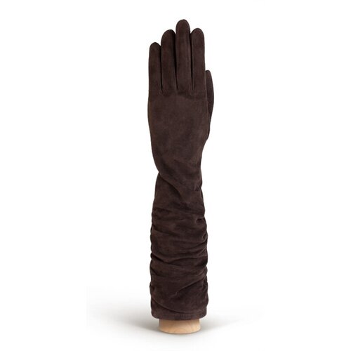 фото Перчатки eleganzza демисезонные, натуральная кожа, подкладка, размер 6, коричневый