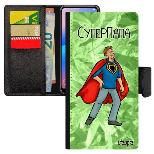 фото Чехол книжка на смартфон galaxy s7 edge, "суперпапа" рисунок комичный utaupia