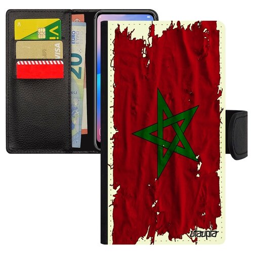 фото Чехол-книжка на мобильный apple iphone 6 6s plus, "флаг марокко на ткани" государственный utaupia