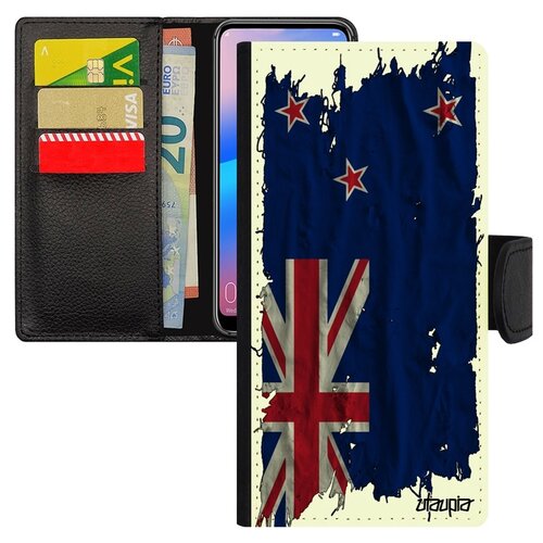 фото Чехол книжка на мобильный galaxy a10, "флаг новой зеландии на ткани" страна государственный utaupia