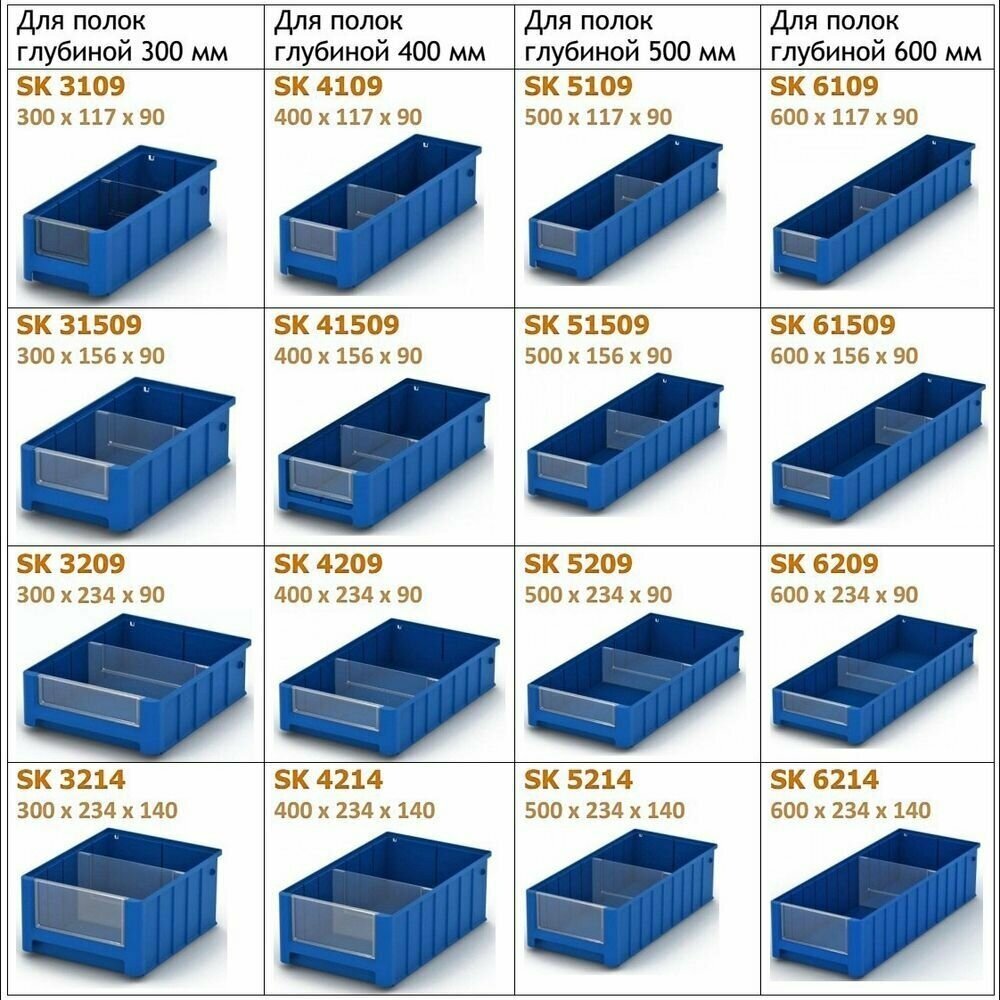 Контейнер полочный SK 5209 сплошной 500 х 234 х 90 синий