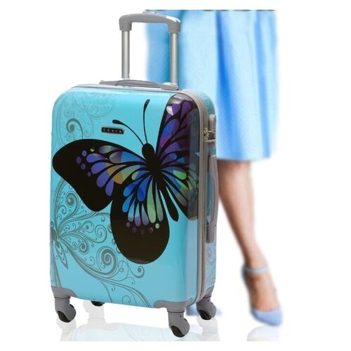 фото Легкий чемодан самый большой на колесах для семьи из 4 человек tevin, "с бабочкой" 0054, размер l+, 120 л (30")