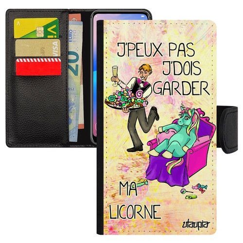 фото Чехол-книжка на смартфон iphone xr, "не могу - сижу с единорогом!" комикс карикатура utaupia